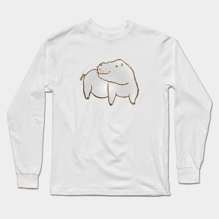 Hippopotamus Caricature Long Sleeve T-Shirt